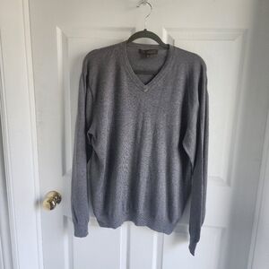 Sebastian Cooper Mens Cotton Cashmere Blend Vneck Pullover Size Large